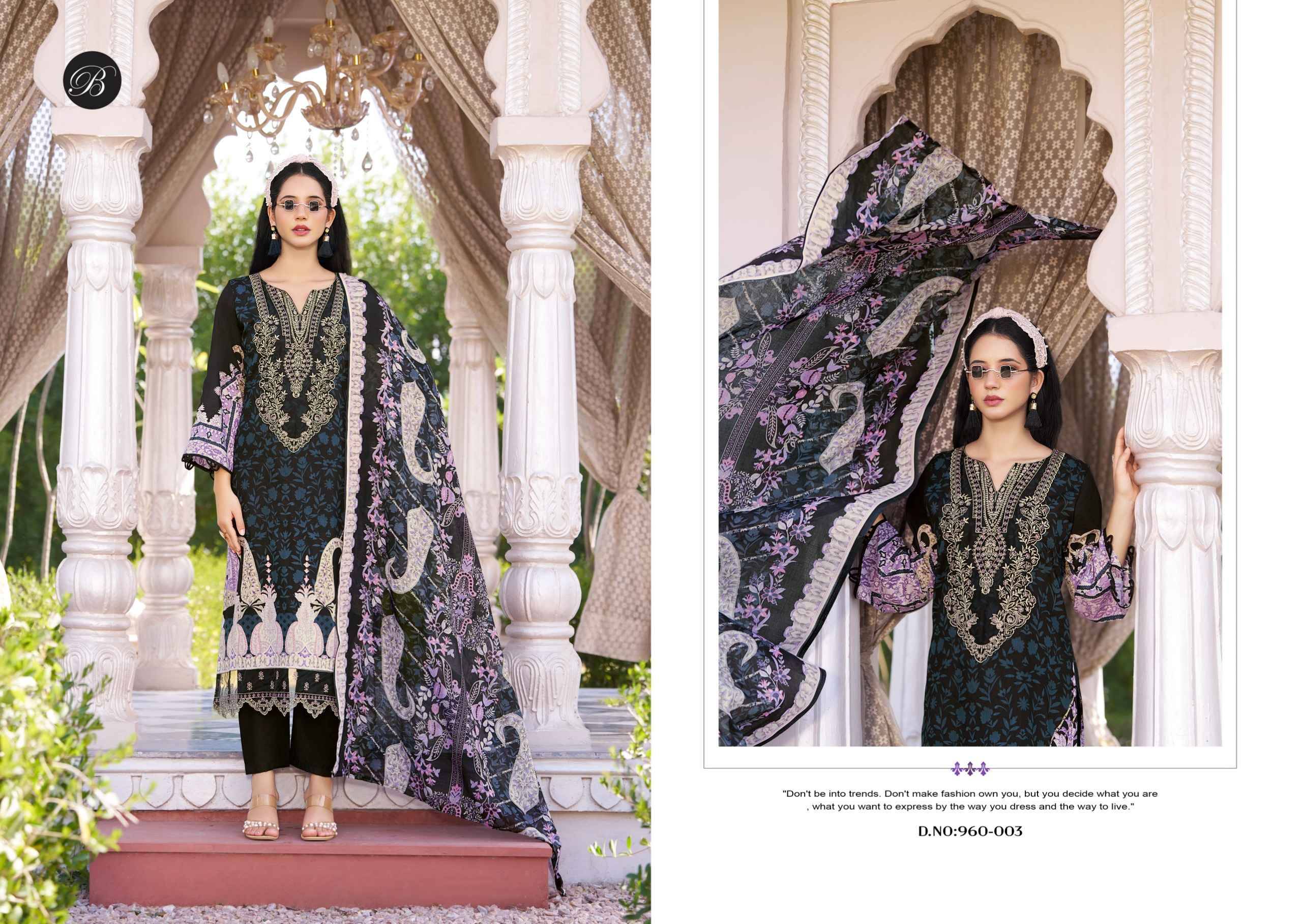 SAFIYA VOL 2 960 Series By BelliZa Pakistani Stylish Beautiful Colourful Printed & Embroidered Party Wear & Occasional Wear Pure cotton Dresses At Wholesale Price
